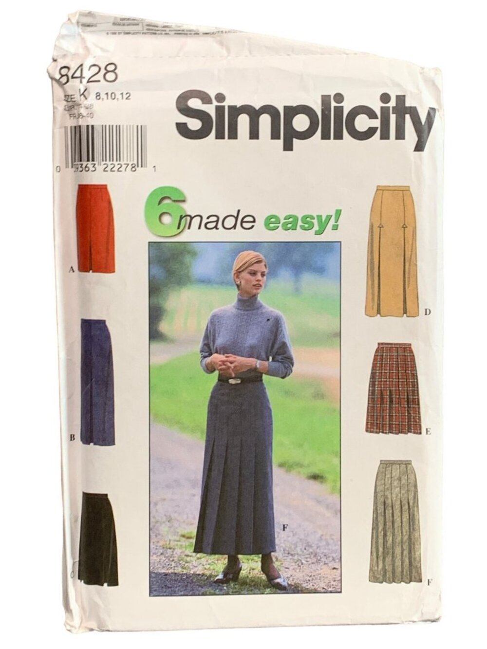 Simplicity 8428 Womens Skirt Sewing Pattern Sizes 8-10-12 Uncut